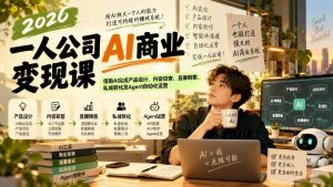 2026一人公司AI商业系统实战：产品设计、内容获客、直播销售与Agent自动化全链路（哈）- 哈蒙副业社