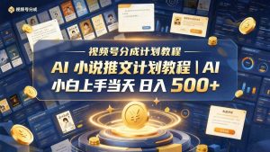 最新视频号分成计划教程｜AI小说推文3.0，小白上手快，批量出片（哈）- 哈蒙副业社
