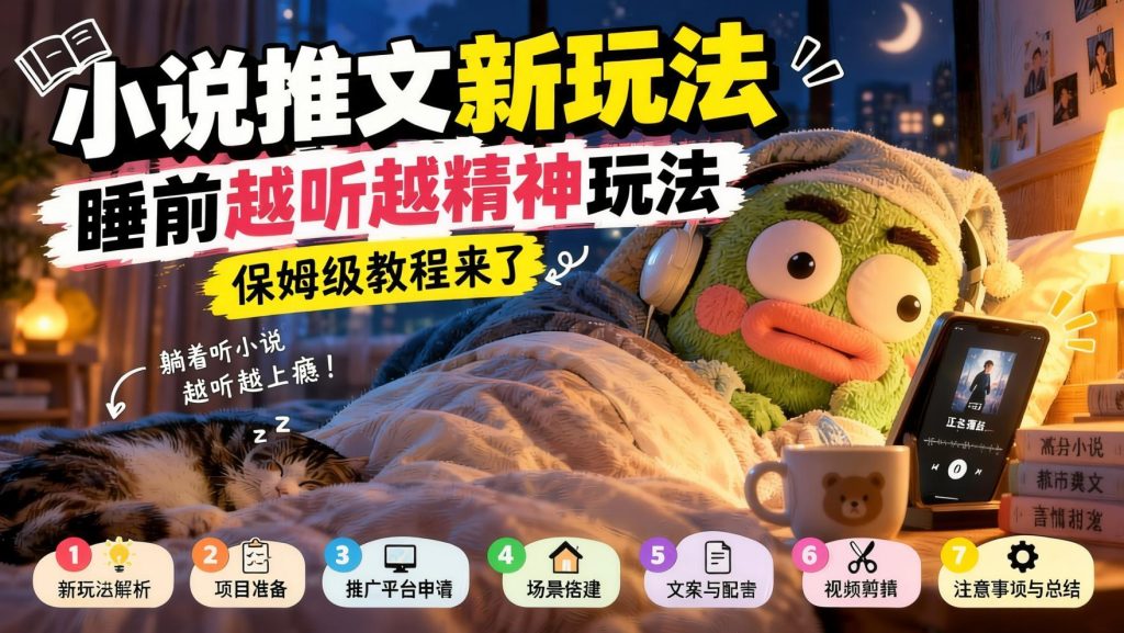 图片[1]- 小说推文新玩法：丑萌玩偶躺床听书，睡前越听越精神，保姆级教程拆解（哈）- 哈蒙副业社