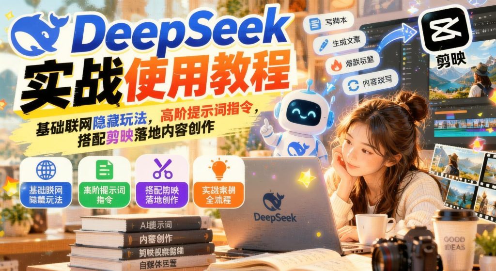图片[1]- DeepSeek实战教程：联网隐藏玩法+高阶提示词，搭配剪映做短视频内容（哈）- 哈蒙副业社