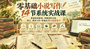 零基础小说写作14节实战课｜搭建故事框架积累灵感，网文剧本与投稿出书全链路（哈）- 哈蒙副业社