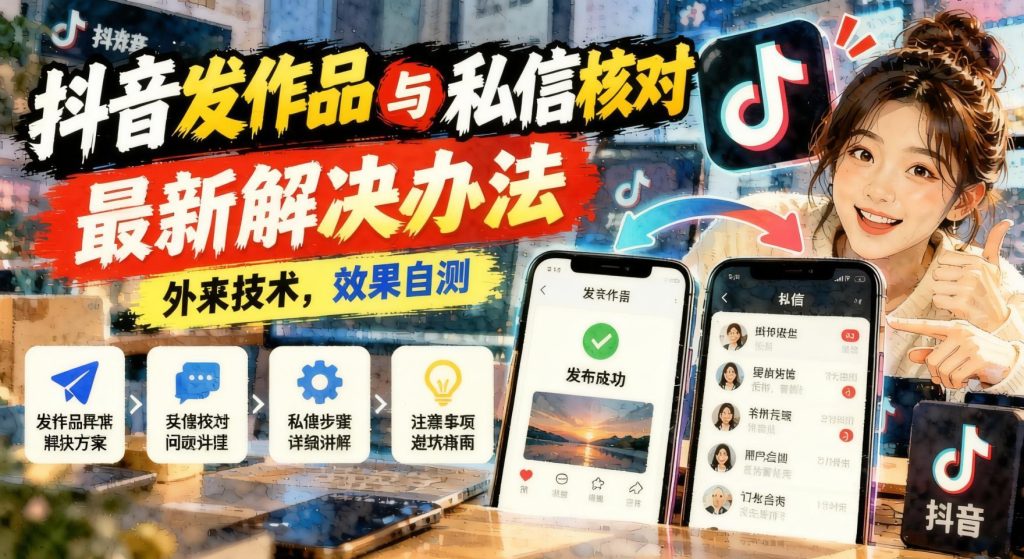 图片[1]- 抖音发作品与私信核对最新解决办法，外来技术，效果自测- 哈蒙副业社