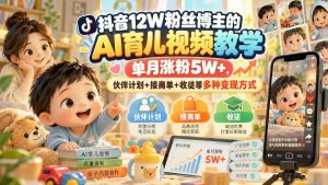 抖音AI育儿短视频起号课|AI批量做育儿内容,伙伴计划+商单+收徒多路径(哈)- 哈蒙副业社