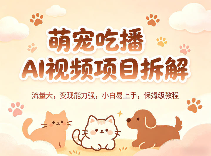 萌宠吃播AI视频项目拆解 小白易上手保姆级教程（哈）- 哈蒙副业社